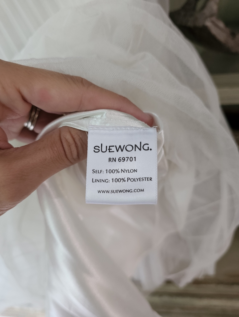Sue Wong Nocturne Dress 10 Formal Gown Silken Pleated Embroidered Lace White - Picture 8 of 8
